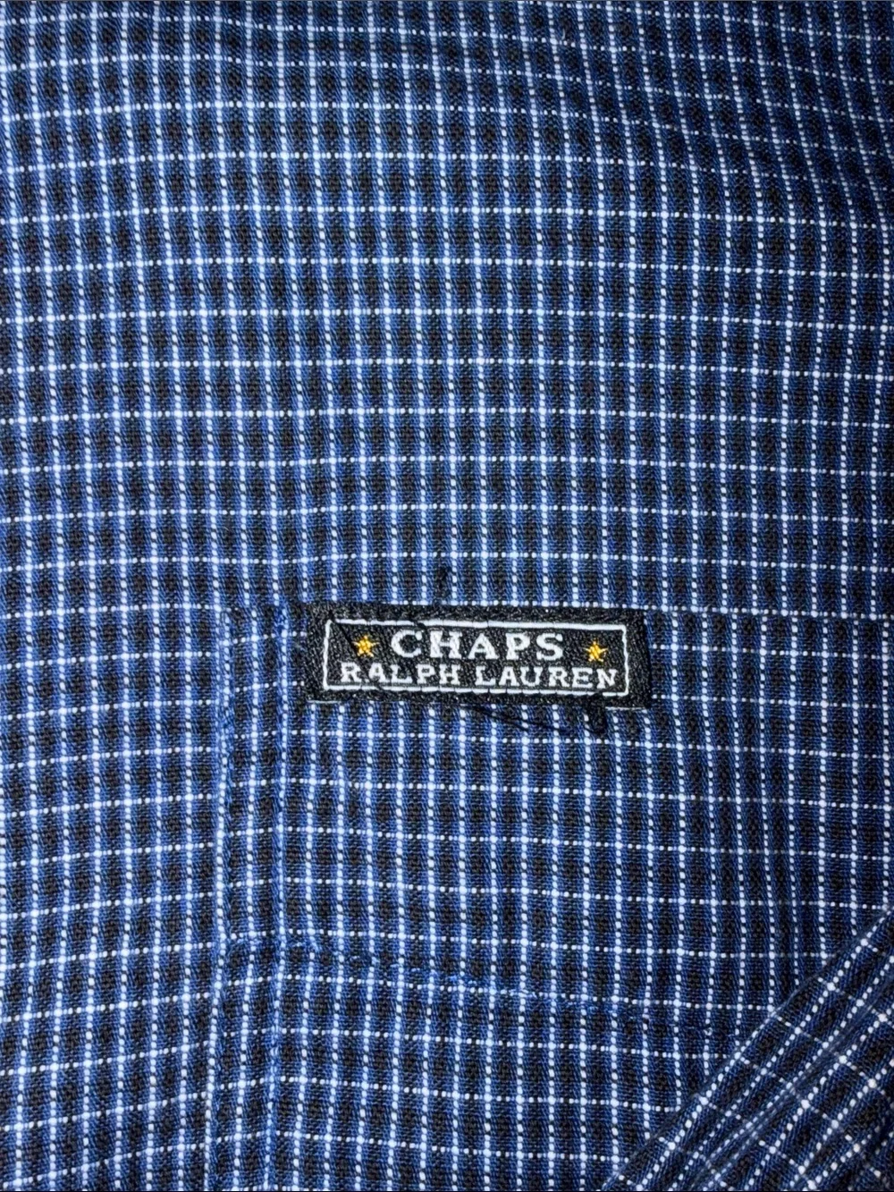 Chaps Ralph Lauren Men’s Large Blue Check Button Down Shirt Cotton - Picture 11 of 11